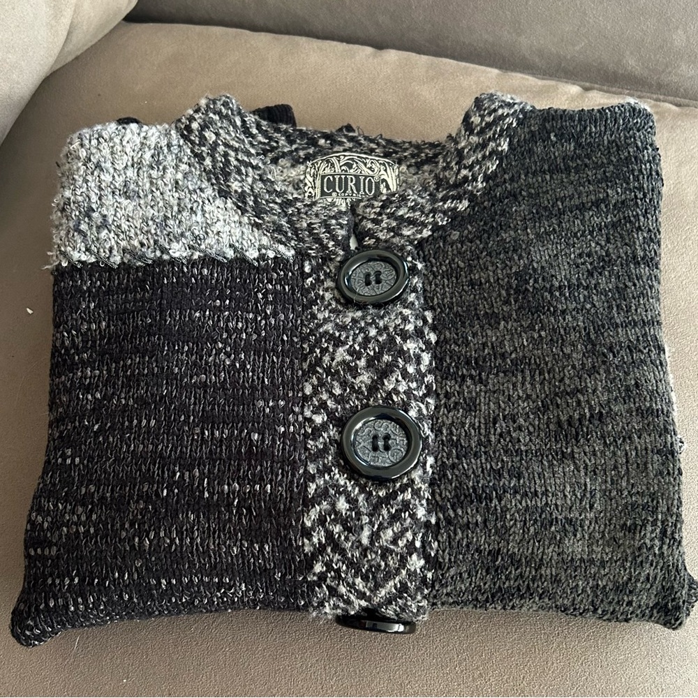 Elegant Black and Gray Cardigan by Azani Couture - Picture 5 of 5